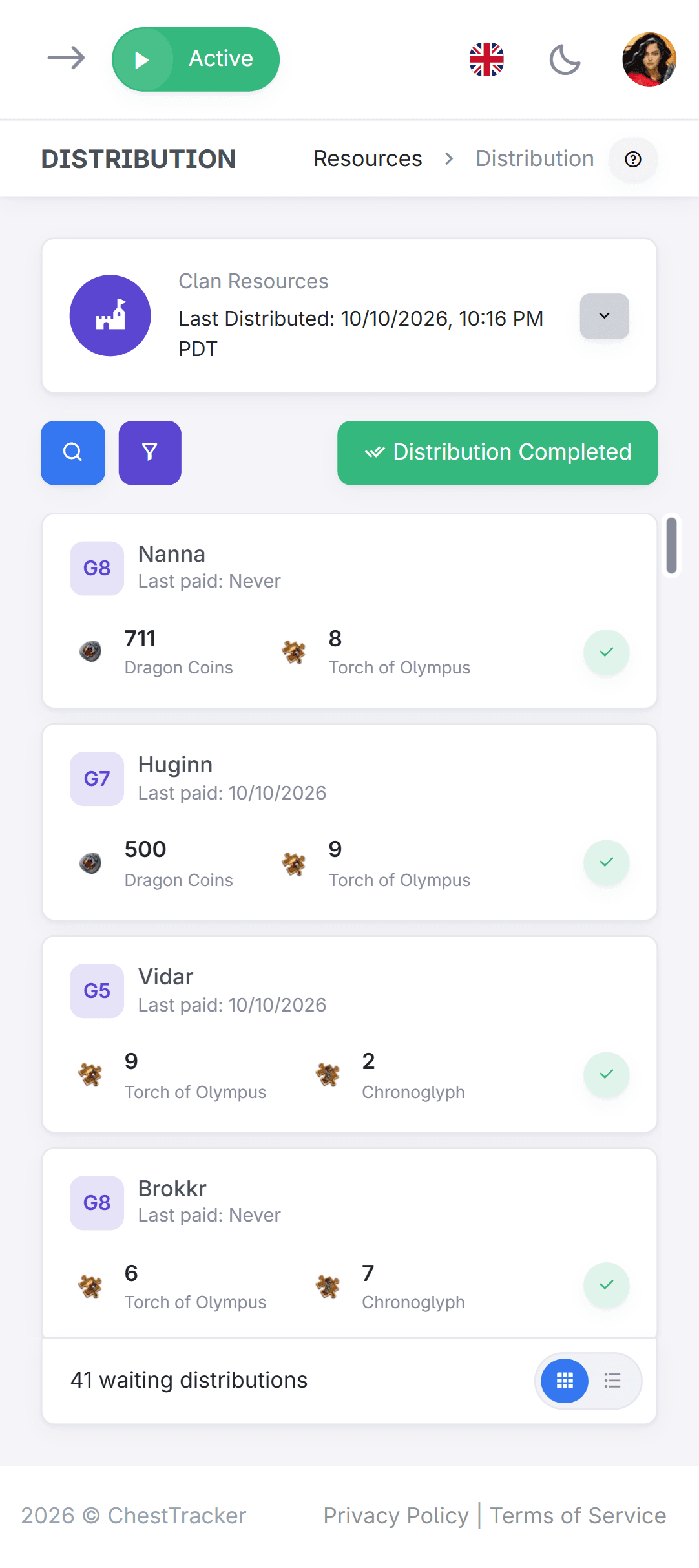 Resource contributions and tallied distributions